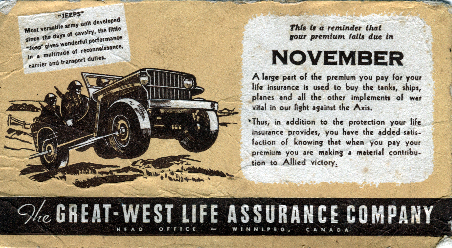 Army jeep Winnipeg insurance premium reminder